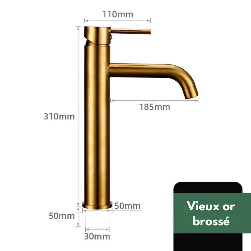 Mitigeur de lavabo en or – poignée ergonomique, installation facile et finition durable
