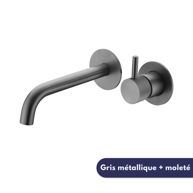 Robinet mural encastrable pour salle de bain – design en laiton massif avec poignée moletée