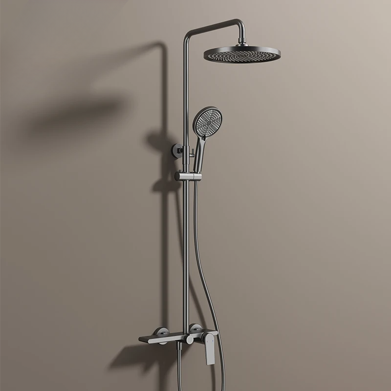 Colonne de Douche Thermostatique Or Brossé - Système 3 Fonctions avec Pommeau XXL & Douchette 3 Jets Buses, Anti-Calcaire & Mitigeur Thermostatique en Laiton