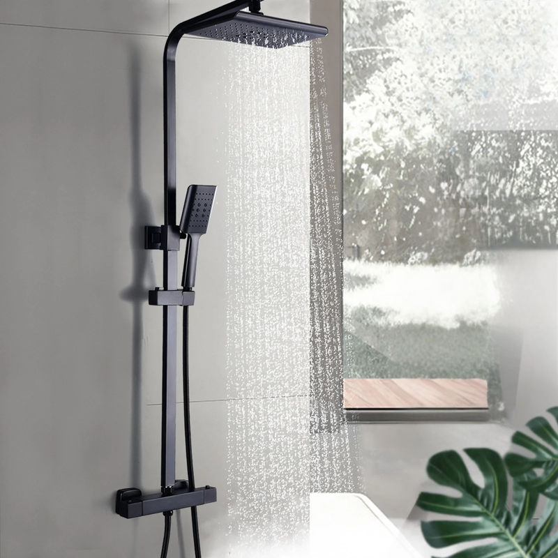 Colonne de Douche Thermostatique Noire – Économie d’Eau & Confort avec Douchette Réglable, Sécurité Anti-Brûlure, Design Élégant