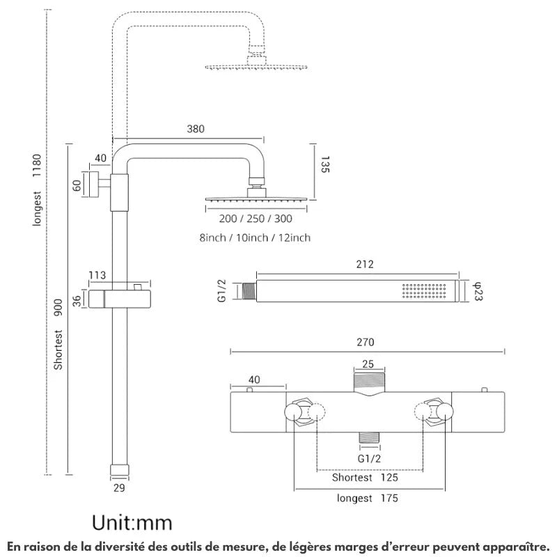 Colonne De Douche Avec Jet Et Thermostatique