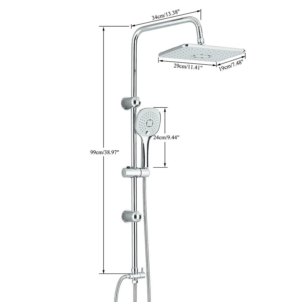 Colonne de douche chrome avec douchette – sans mitigeur intégré - Focett