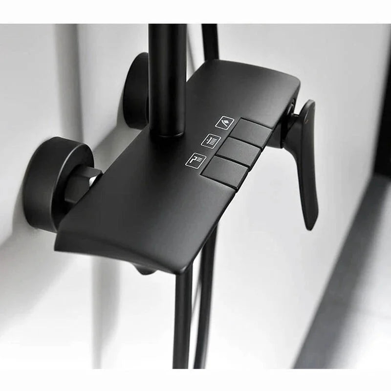 Colonne de Douche Thermostatique Or Brossé – Pommeau XXL 25cm” & Douchette 3 Fonctions, Design Moderne Minimaliste & Économie d'eau - Focett