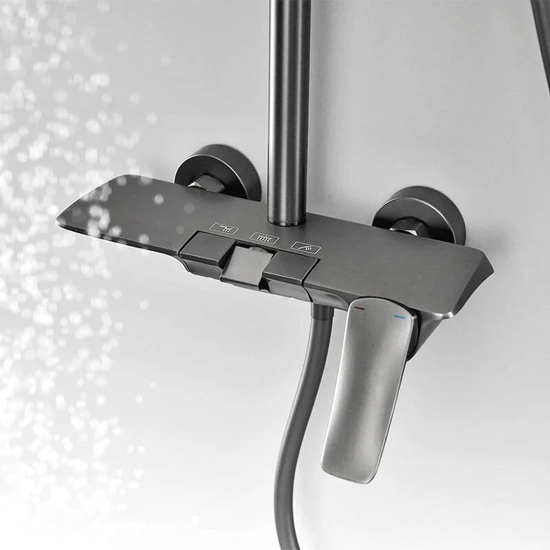 Colonne de Douche Thermostatique Or Brossé – Pommeau XXL 25cm” & Douchette 3 Fonctions, Design Moderne Minimaliste & Économie d'eau - Focett