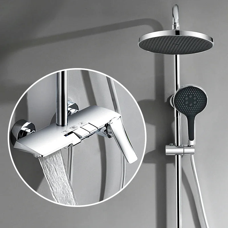 Colonne de Douche Thermostatique Or Brossé – Pommeau XXL 25cm” & Douchette 3 Fonctions, Design Moderne Minimaliste & Économie d'eau
