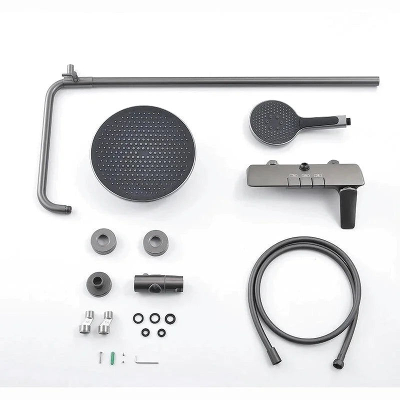 Colonne de Douche Thermostatique Or Brossé – Pommeau XXL 25cm” & Douchette 3 Fonctions, Design Moderne Minimaliste & Économie d'eau - Focett