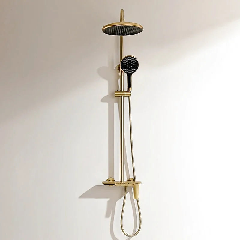 Colonne de Douche Thermostatique Or Brossé – Pommeau XXL 25cm” & Douchette 3 Fonctions, Design Moderne Minimaliste & Économie d'eau - Focett