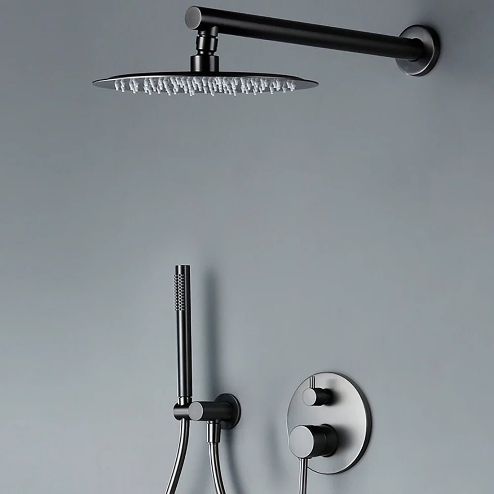 Colonne de douche encastrable gris chrome brossé – contrôle double avec poignée unique - Focett