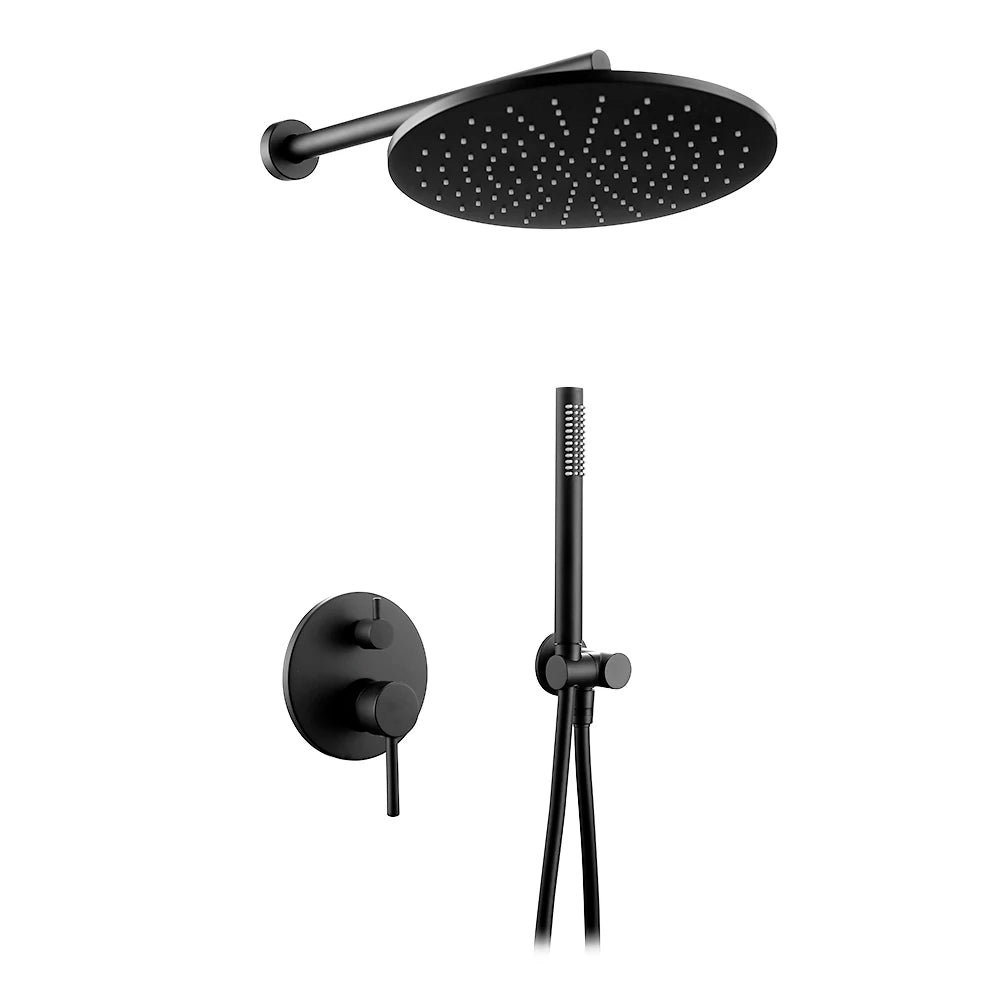 Colonne de douche encastrable gris chrome brossé – contrôle double avec poignée unique - Focett