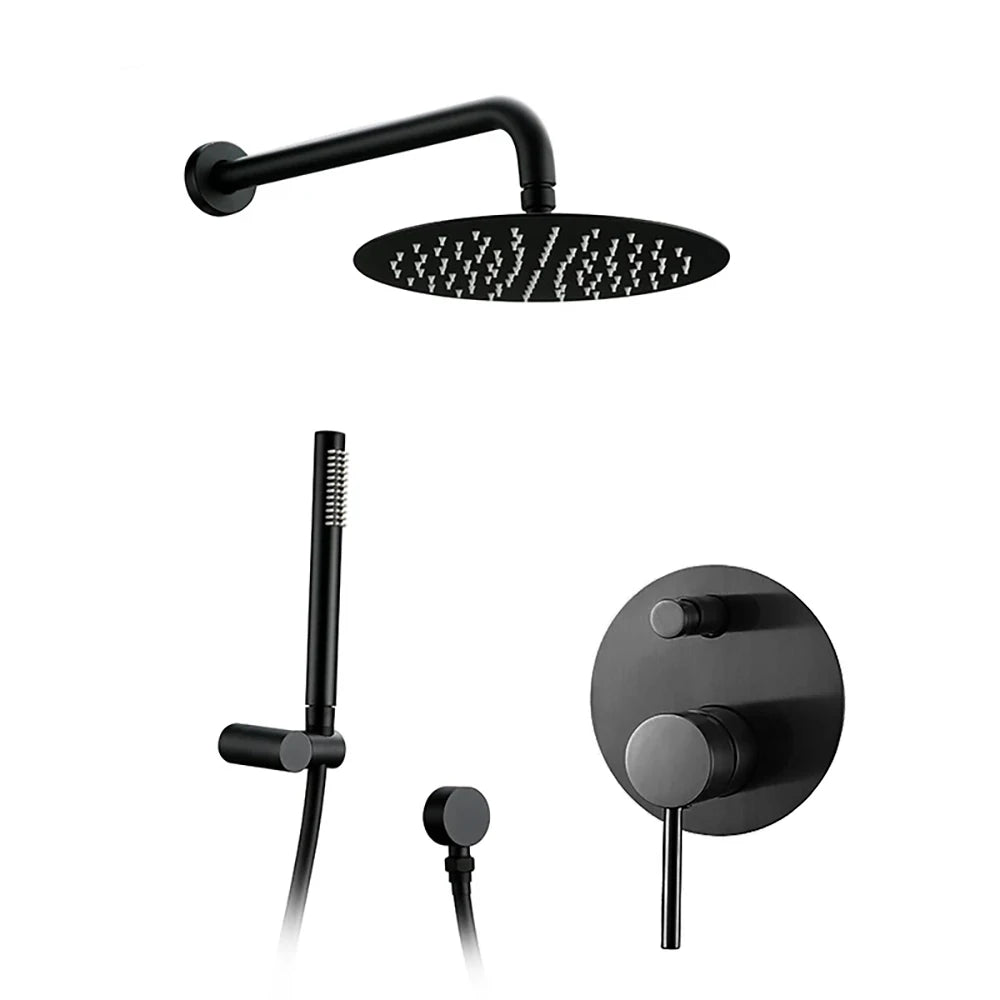 Colonne de douche encastrable gris chrome brossé – contrôle double avec poignée unique - Focett