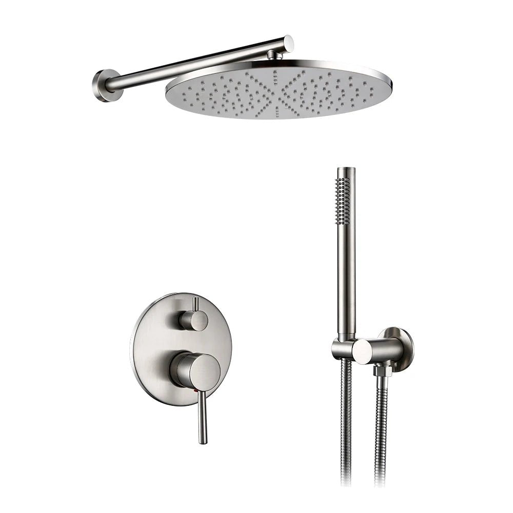 Colonne de douche encastrable gris chrome brossé – contrôle double avec poignée unique - Focett