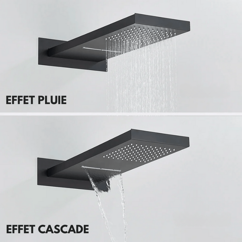 Colonne de douche encastrable noir – design intégré & mitigeur thermostatique - Focett