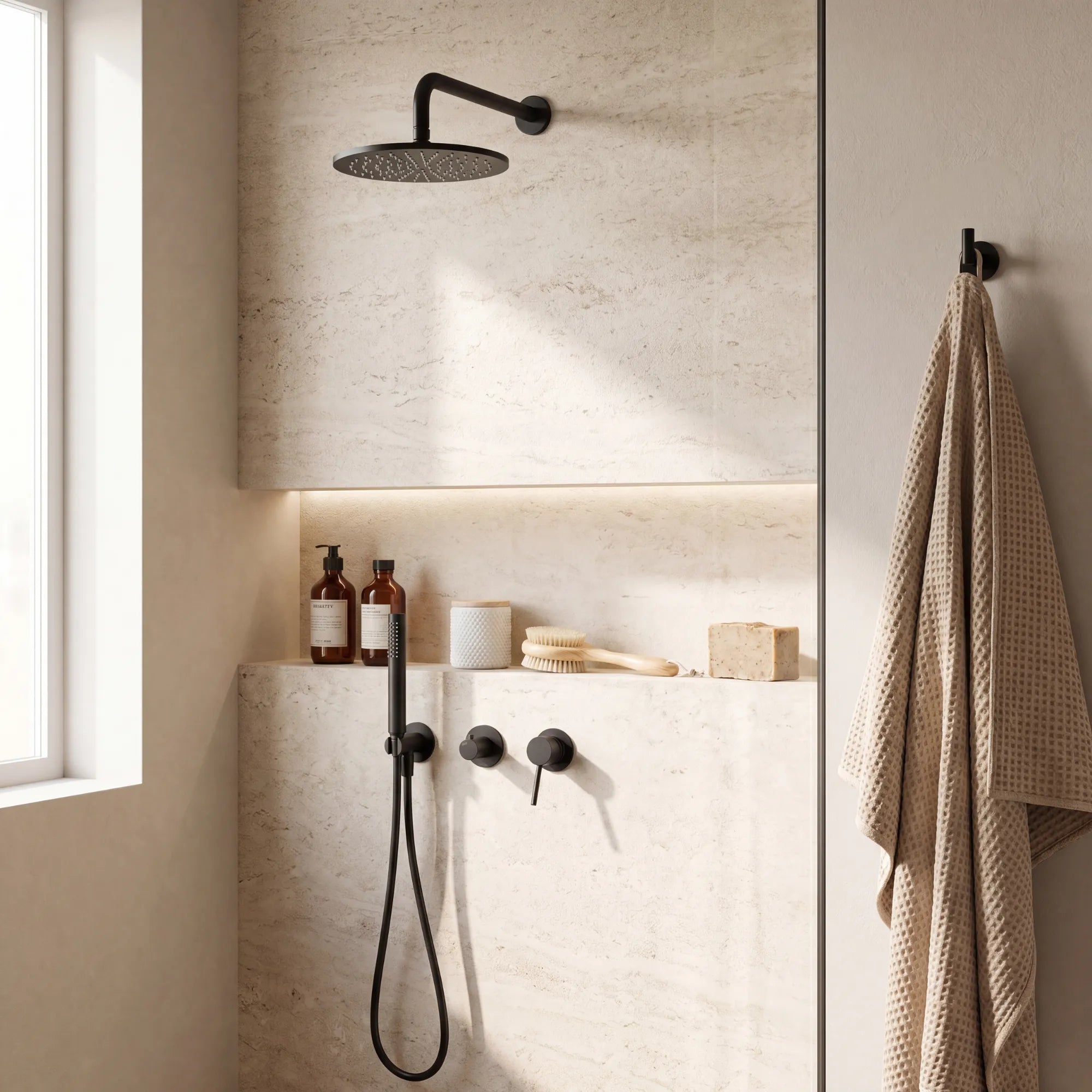 Colonne De Douche Encastrable Noir Mat