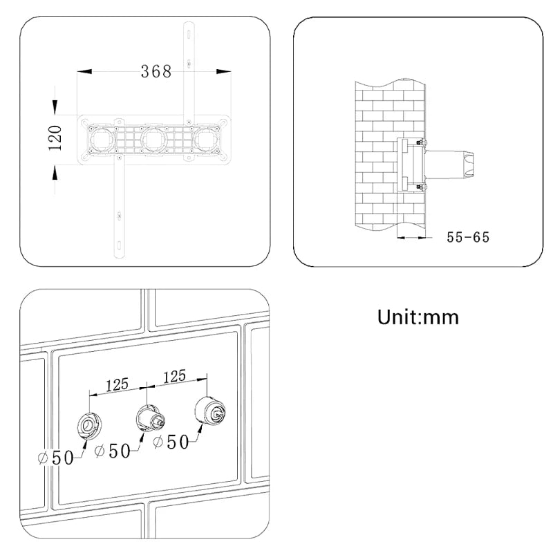 Colonne De Douche Encastrable Noir Mat