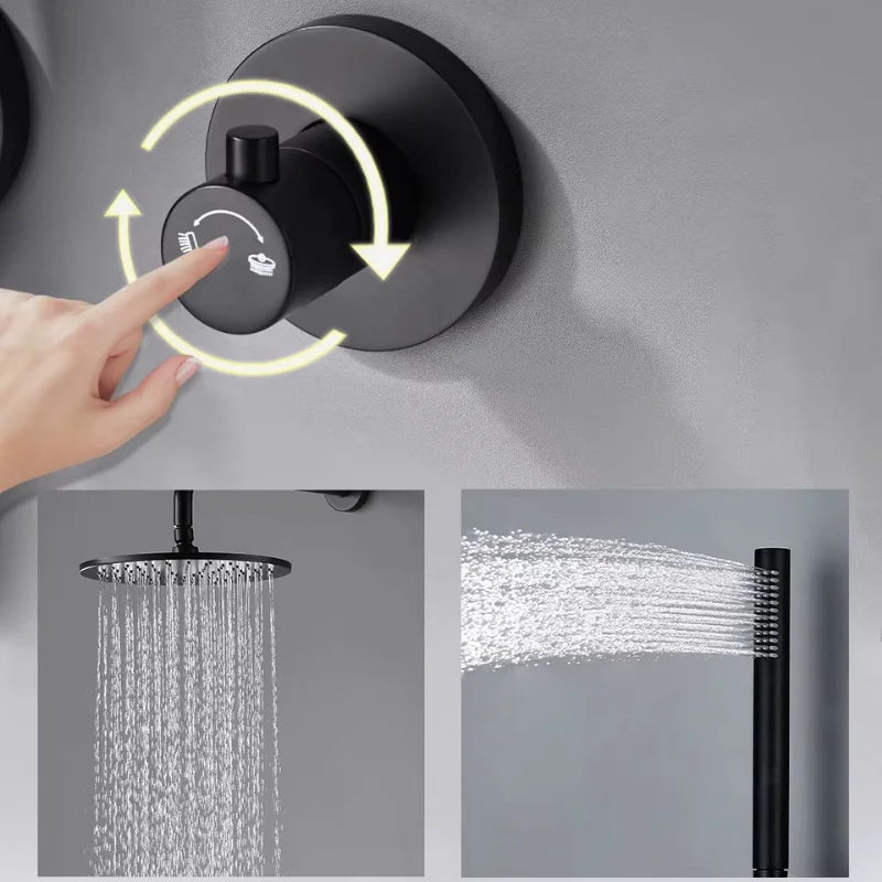 Colonne De Douche Encastrable Noir Mat