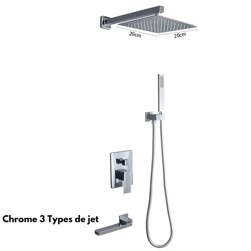 Colonne de Douche Encastrable Or Brossé – Mitigeur Laiton & Ciel De Douche 20cm” Système de Douche Haut de Gamme à 3 et 2 Voies