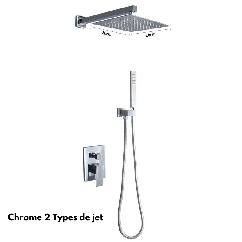 Colonne de Douche Encastrable Or Brossé – Mitigeur Laiton & Ciel De Douche 20cm” Système de Douche Haut de Gamme à 3 et 2 Voies