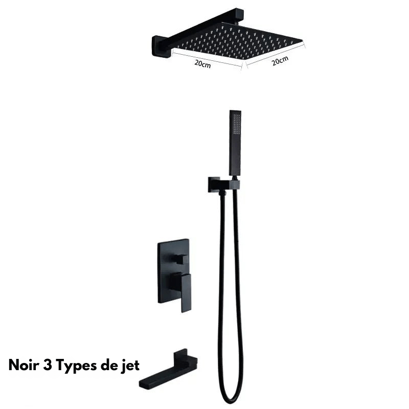 Colonne de Douche Encastrable Or Brossé – Mitigeur Laiton & Ciel De Douche 20cm” Système de Douche Haut de Gamme à 3 et 2 Voies
