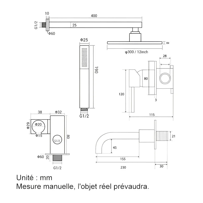 Colonne De Douche Encastrée Or Rose