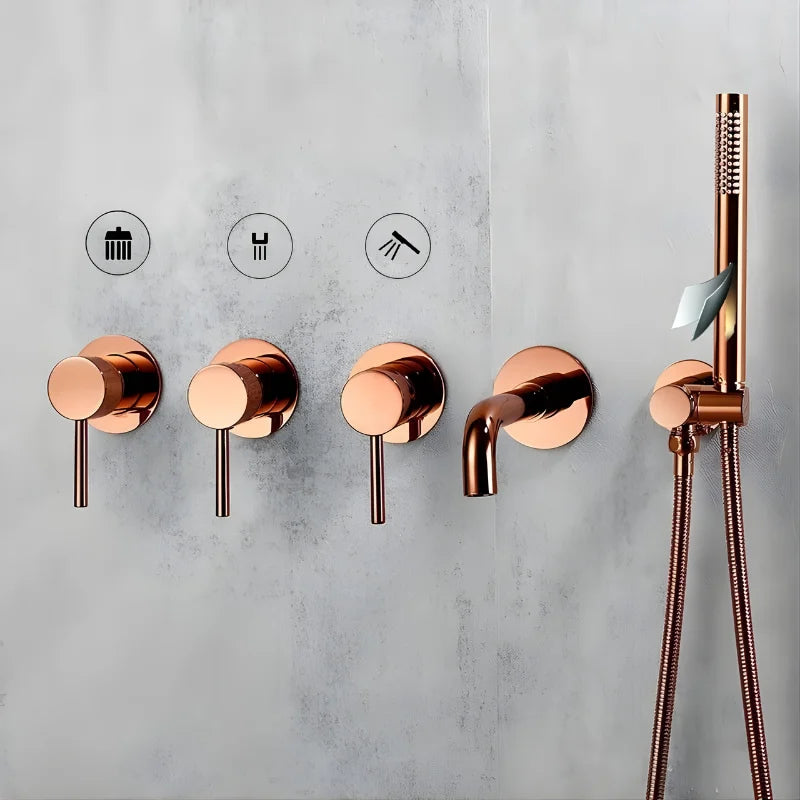 Colonne De Douche Encastrée Or Rose