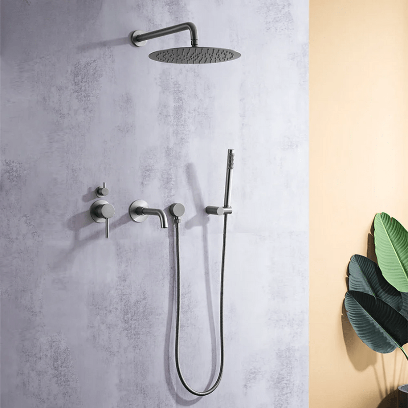 Colonne de douche grise encastrable 3 sorties d'eau - Focett