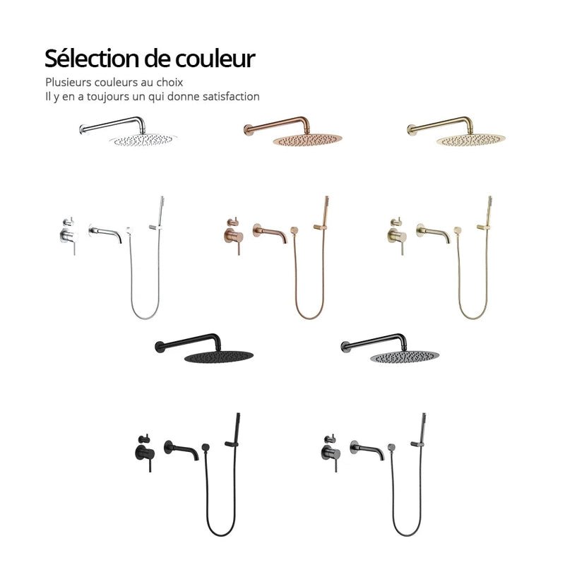 Colonne de douche grise encastrable 3 sorties d'eau - Focett