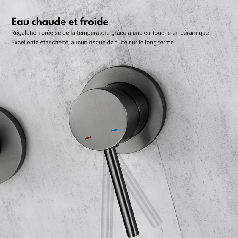 Colonne de douche grise encastrable finitions haut de gamme - Focett