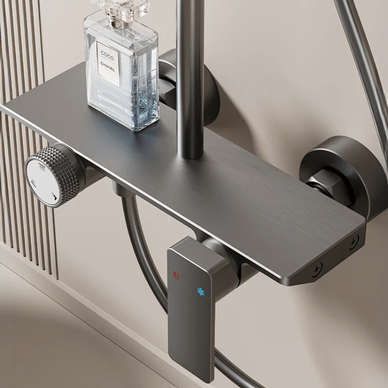 Colonne de douche grise – jet ajustable, douchette 3 modes et barre réglable - Focett