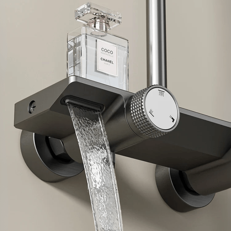 Colonne de douche grise – jet ajustable, douchette 3 modes et barre réglable - Focett