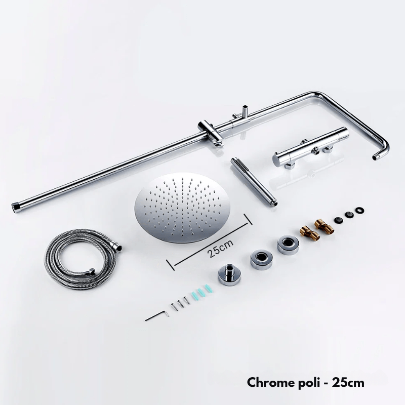Colonne de douche grise thermostatique finition gris brossé - Focett