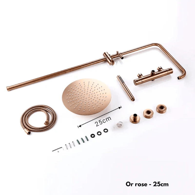 Colonne de douche grise thermostatique finition gris brossé - Focett