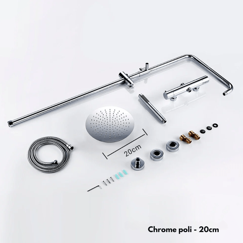 Colonne de douche grise thermostatique finition gris brossé - Focett