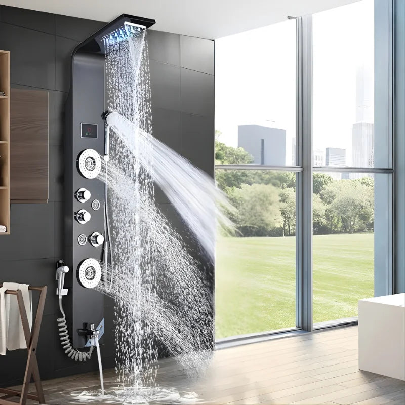 Colonne de douche hydromassante noir