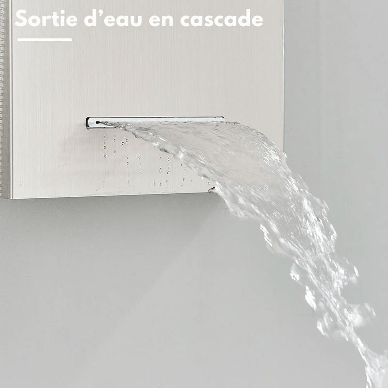 Colonne de Douche Hydromassante Or LED avec Jets de Massage – Panneau Cascade & Affichage Digital – Acier Inoxydable et Laiton pour Salle de Bain Moderne - Focett