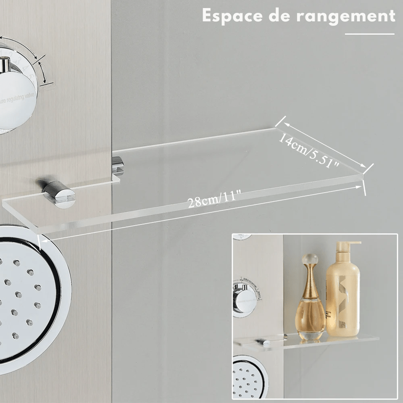 Colonne de Douche Hydromassante Or LED avec Jets de Massage – Panneau Cascade & Affichage Digital – Acier Inoxydable et Laiton pour Salle de Bain Moderne - Focett