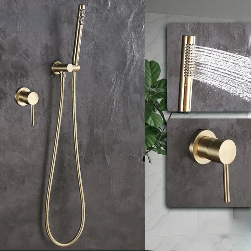 Colonne de Douche Or Moderne – Laiton Massif, Finition Brossée Or, Noir, Chrome ou Gris avec Système Douche de Luxe Discret en Cuivre Brossé et Or
