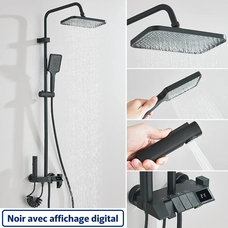 Colonne De Douche Noir Avec Tablette