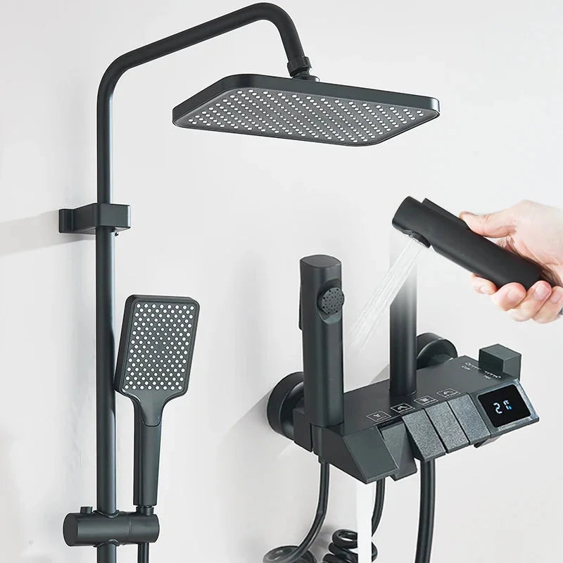 Colonne de douche noir avec tablette