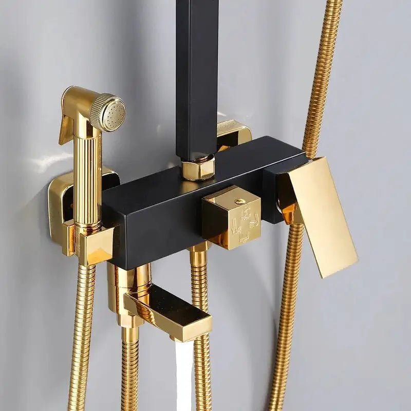 Colonne De Douche Noir Et Or - Focett