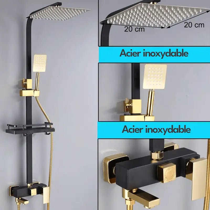 Colonne De Douche Noir Et Or - Focett