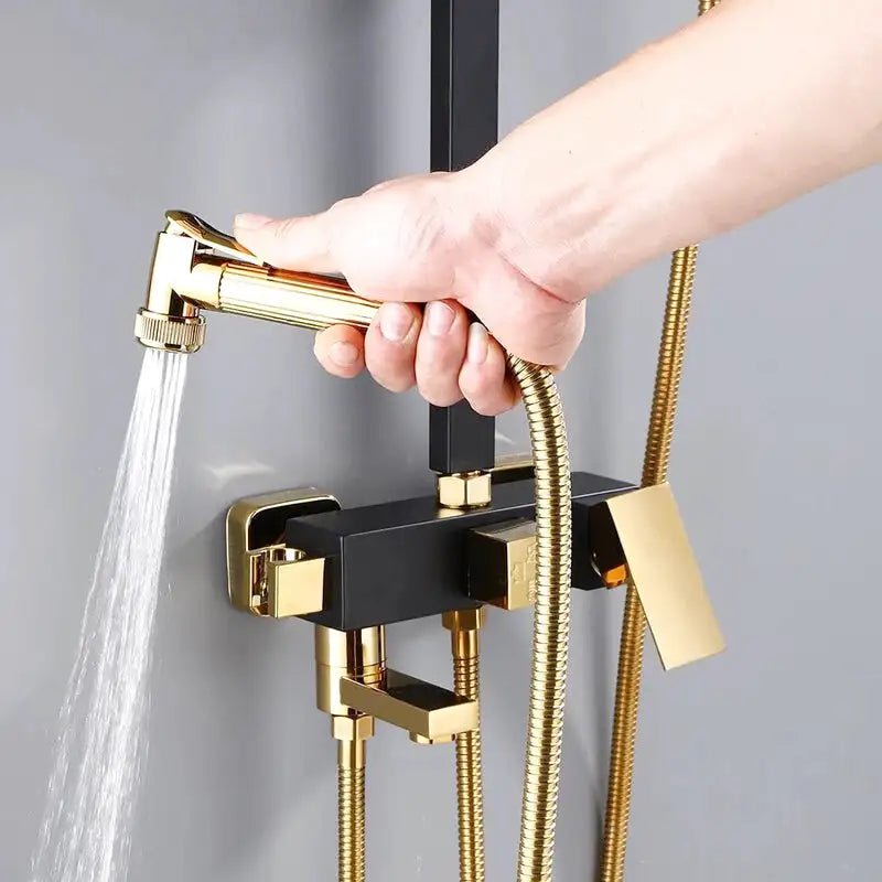 Colonne De Douche Noir Et Or - Focett