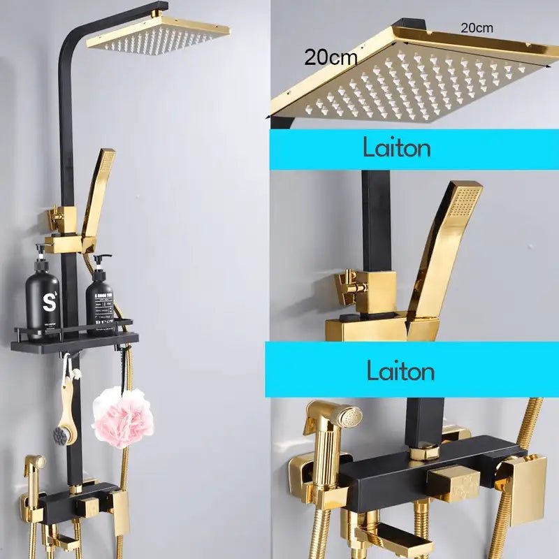 Colonne De Douche Noir Et Or - Focett