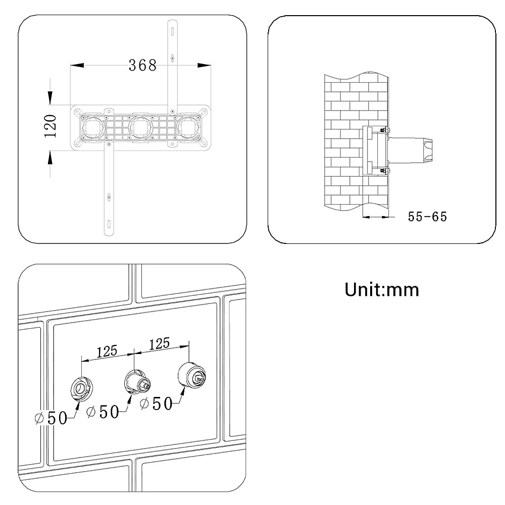 Colonne de douche noir mat encastrable thermostatique - Focett