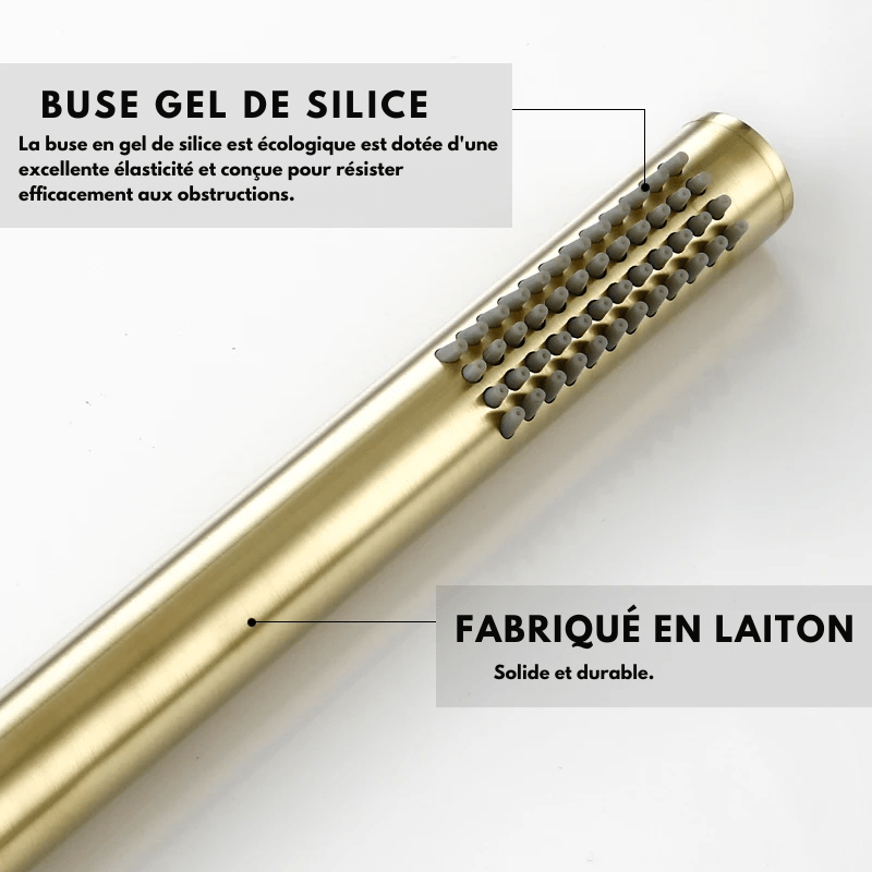 Colonne de Douche Or Brossé Luxe en Laiton – Ciel de douche XXL 30cm" avec Mitigeur Sécurisé et Douchette Murale 40cm" - Focett