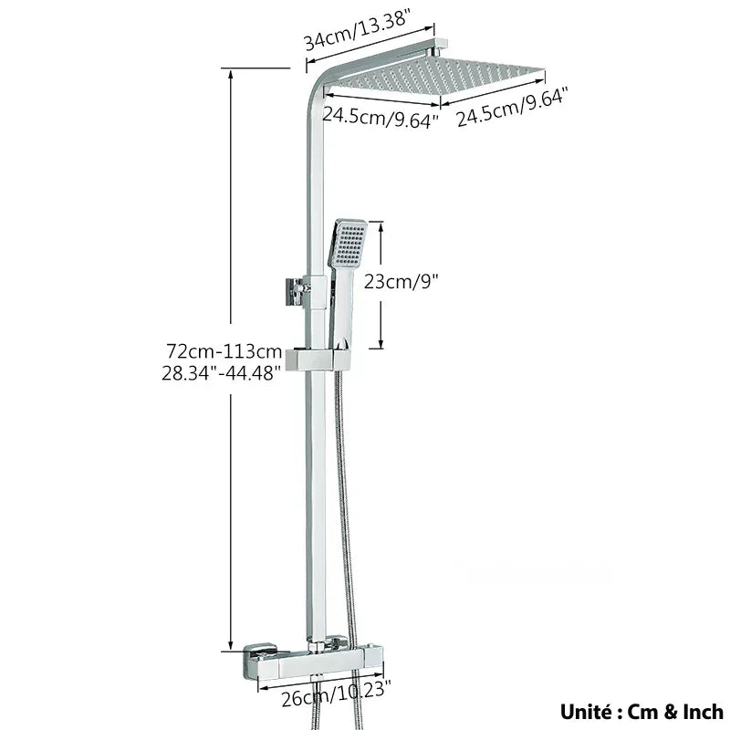 Colonne De Douche Thermostatique Carré