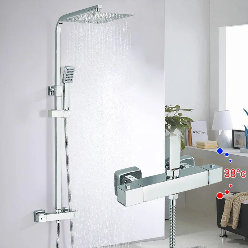 Colonne de douche thermostatique carré