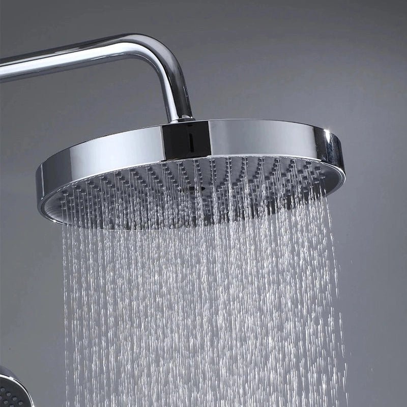 Colonne de Douche Thermostatique Chrome Gris 4 Fonctions – Mitigeur Thermostatique & Douche Pluie XXL, Bec Cascade & Douchette 3 Jets - Focett