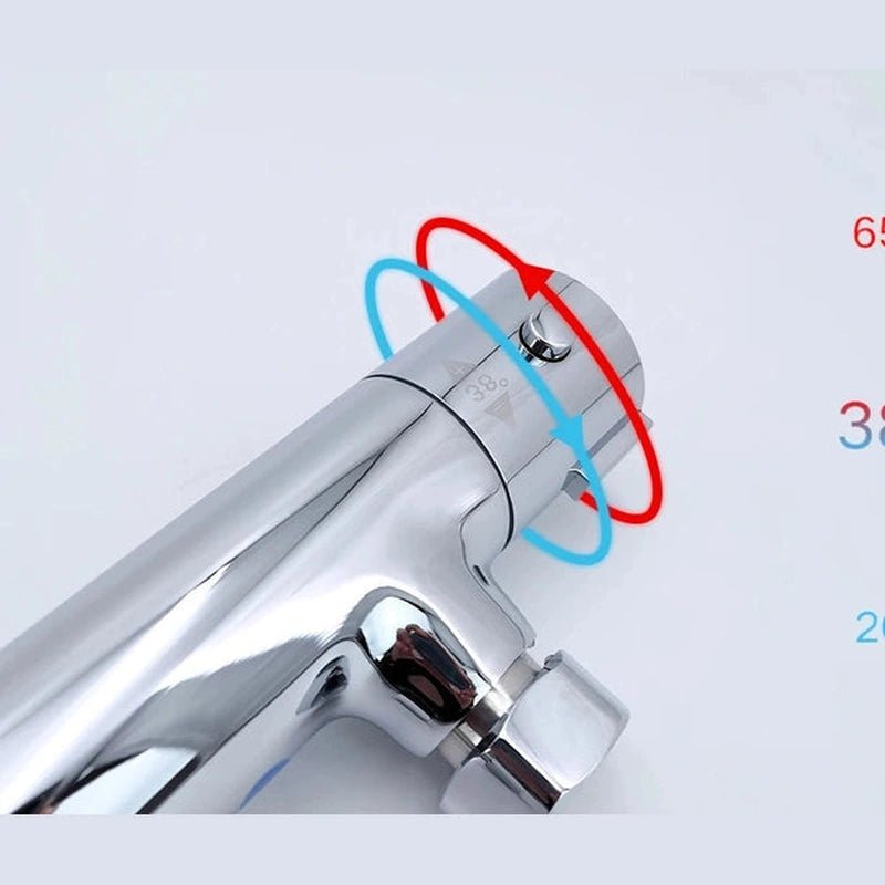 Colonne de Douche Thermostatique Chrome Gris - Avec Pommeau XXL & Douchette 3 Jets – Température Stable, Installation Murale Ajustable & Système Anti - Calcaire - Focett