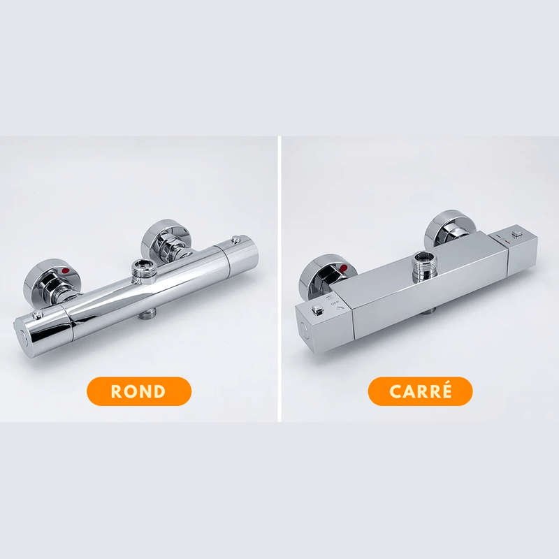 Colonne de Douche Thermostatique Chrome Gris - Avec Pommeau XXL & Douchette 3 Jets – Température Stable, Installation Murale Ajustable & Système Anti - Calcaire - Focett