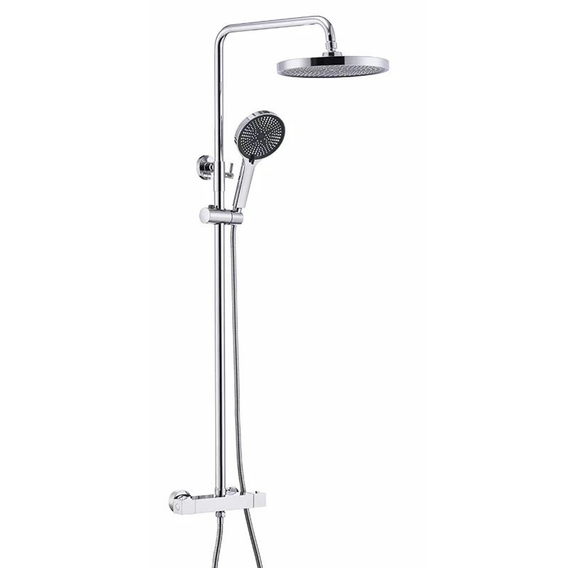 Colonne de Douche Thermostatique Chrome Gris - Avec Pommeau XXL & Douchette 3 Jets – Température Stable, Installation Murale Ajustable & Système Anti - Calcaire - Focett
